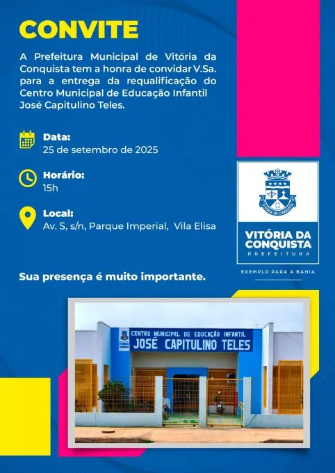 Centro Municipal de Educação Infantil José Capitulino Teles será entregue na tarde desta quinta-feira, 25
