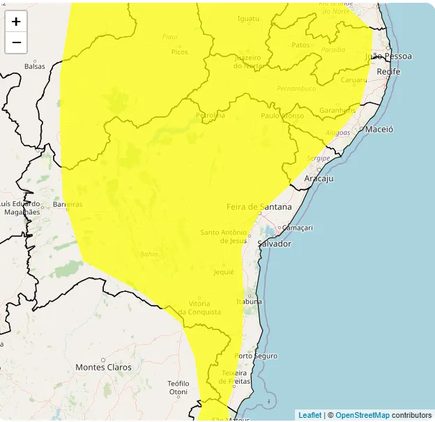 Inmet prorroga alerta amarelo para risco de vendaval em Conquista e outras regiões