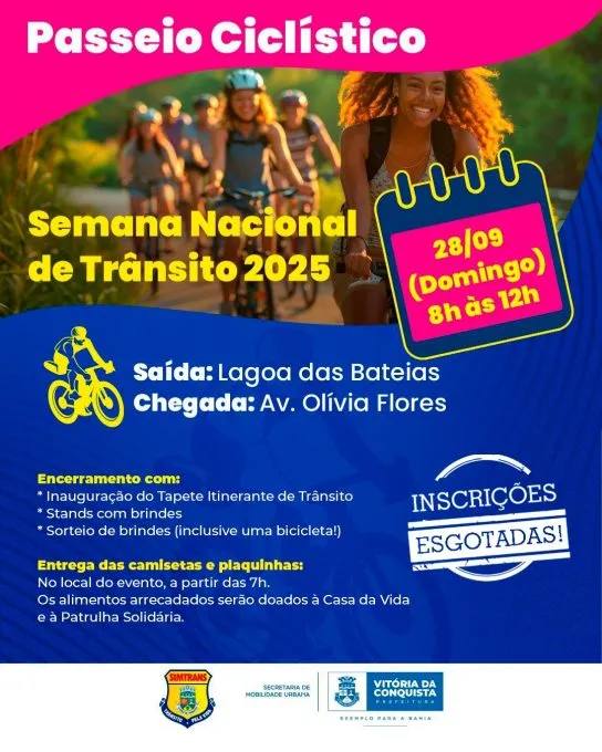 Passeio Ciclístico acontece neste domingo e encerra Semana Nacional de Trânsito