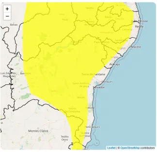 Vitória da Conquista está com alerta amarelo para risco de vendaval
