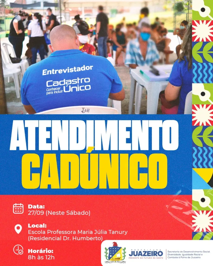 Prefeitura de Juazeiro realiza ação do CadÚnico neste sábado (27) no Residencial Doutor Humberto