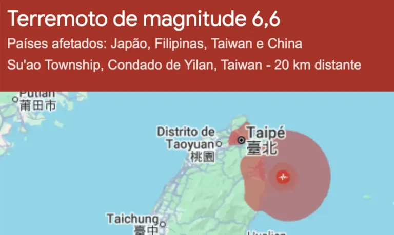 Terremoto de magnitude 7,0 atinge Taipé, capital de Taiwan