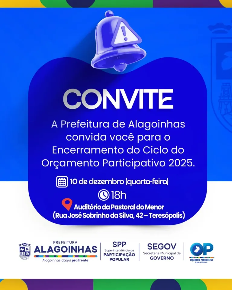 Encerramento do Ciclo do Orçamento Participativo acontece em 10 de dezembro em Alagoinhas
