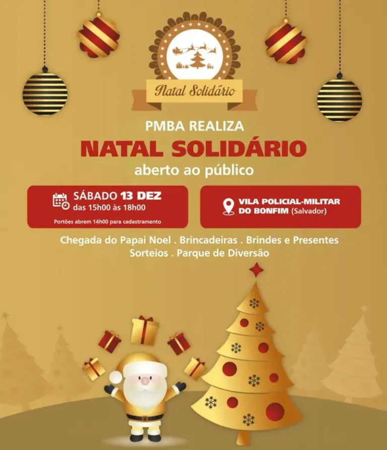 Natal Solidário da PM 2025 levará alegria à criançada neste sábado (13)