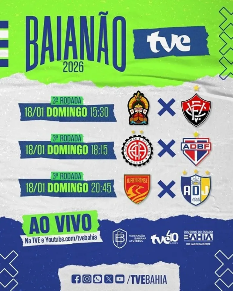 TVE exibe três jogos do Baianão neste domingo (18)