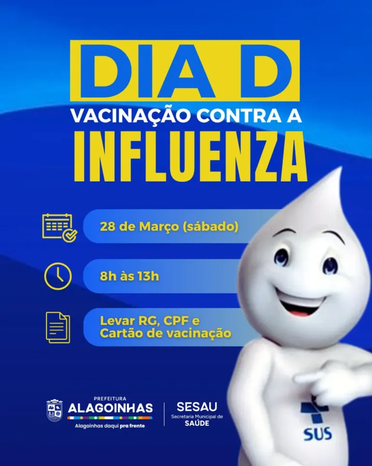 Dia D da vacinação contra Gripe Influenza acontece neste sábado, 28