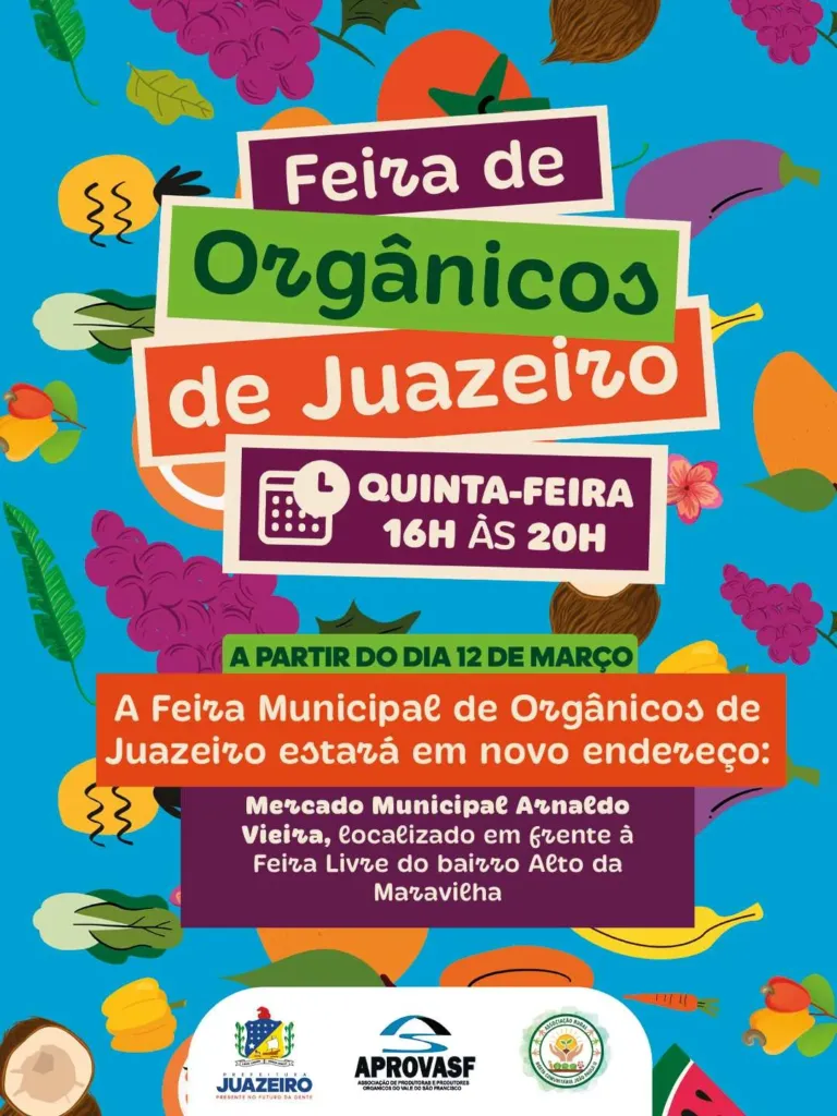 Feira de Orgânicos de Juazeiro passa a funcionar no Mercado Municipal Arnaldo Vieira a partir da próxima quinta-feira (12)