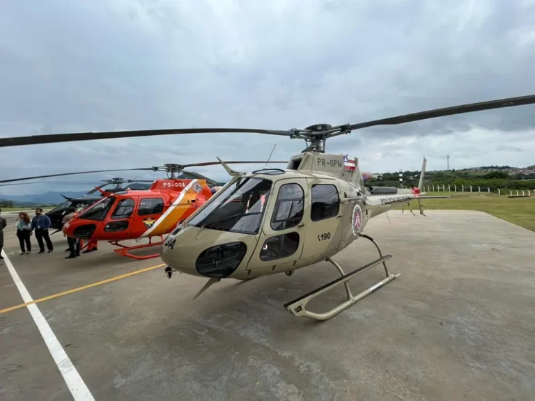 Secretário da Segurança e dirigentes da PM, PC e Bombeiros realizam inspeção técnica em novos helicópteros