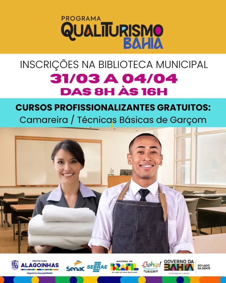 Programa Qualiturismo Bahia continua ofertando cursos profissionalizantes gratuitos