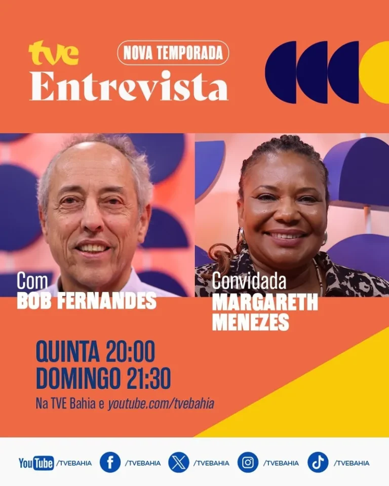 TVE Entrevista com Bob Fernandes recebe Margareth Menezes
