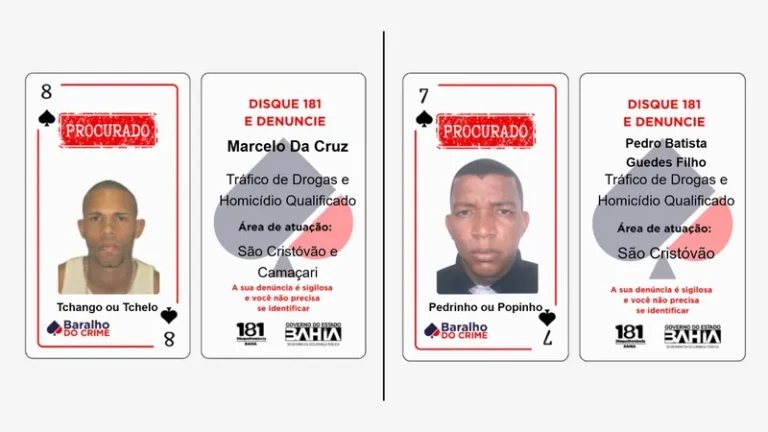 Dois novos foragidos passam a integrar o Baralho do Crime do Disque Denúncia