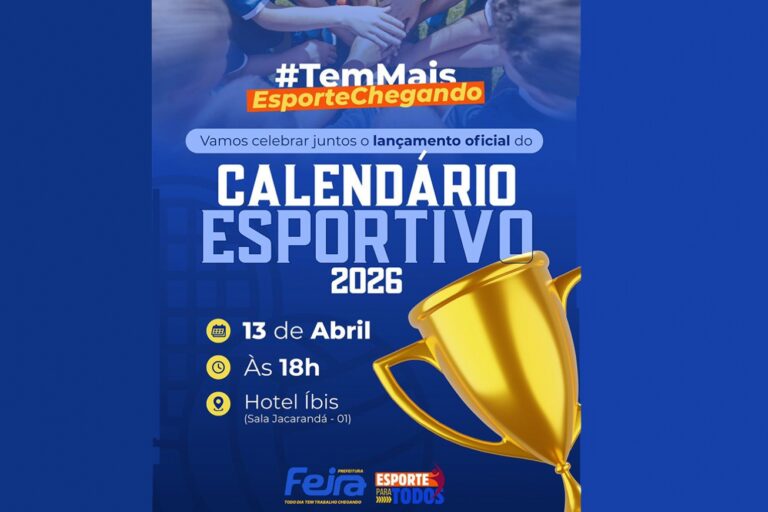 Prefeitura de Feira lança Calendário Esportivo nesta segunda-feira