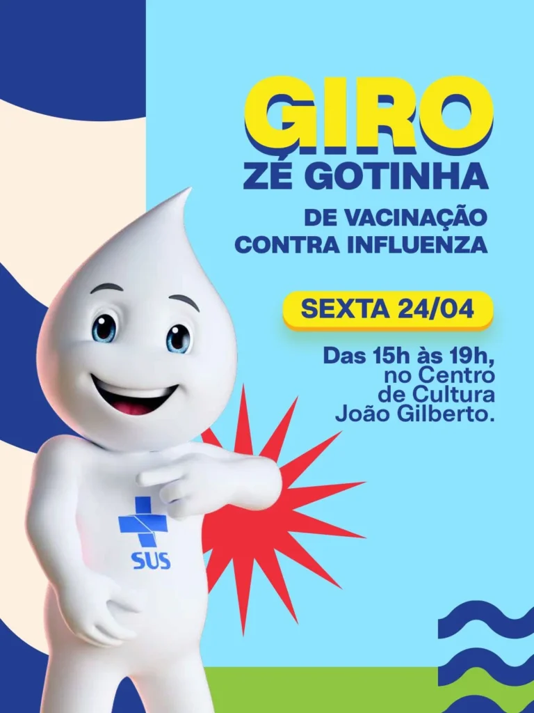 Giro Zé Gotinha leva vacinação e conscientização ao Centro de Cultura João Gilberto nesta sexta-feira (24)