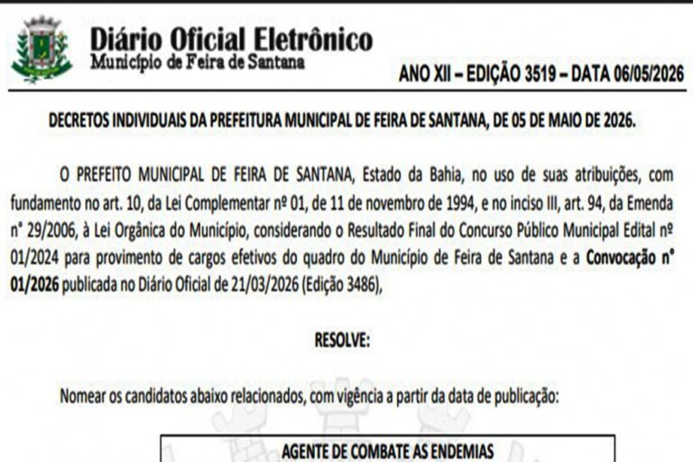 Prefeitura de Feira nomeia 52 agentes de combate às endemias aprovados em concurso público