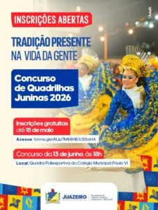 Concurso de Quadrilhas Juninas 2026 com mais de R$ 27 mil em premiações: inscrições seguem abertas até sexta-feira (15)