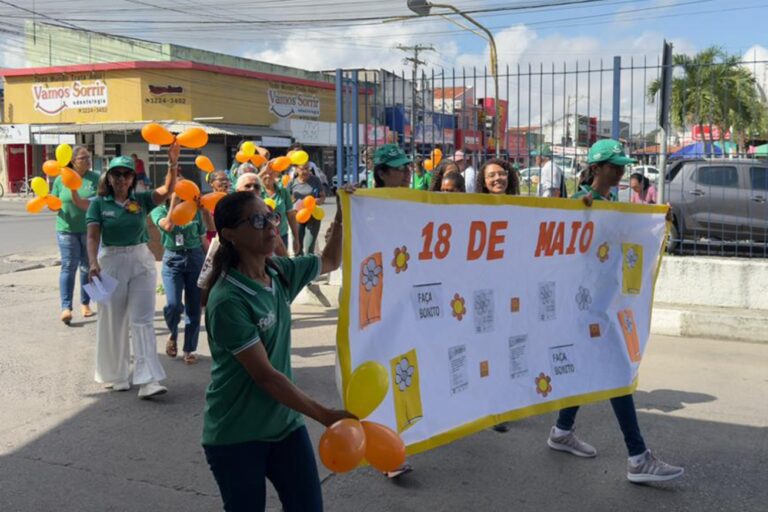 CRAS Cidade Nova promove caminhada e panfletagem em apoio à campanha Maio Laranja
